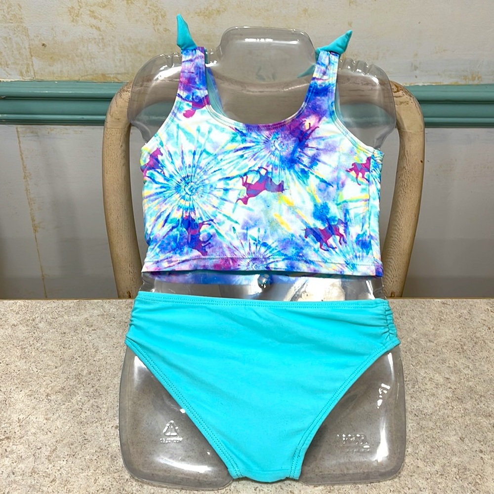 BNWOT LIMITED TOO 2PC TODDLER TANKINI UNICORN TYE DYE PRINT TOP/AQUA B… - Picture 10 of 11